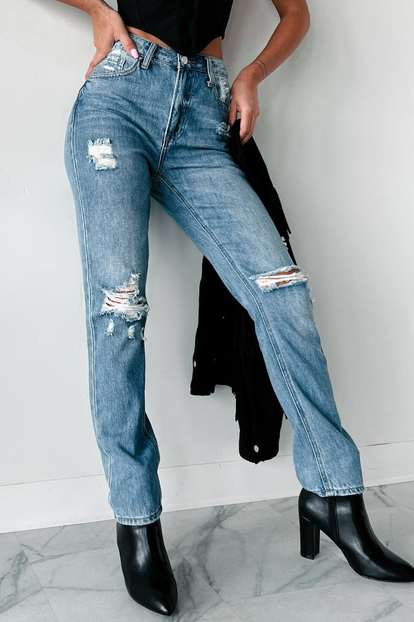 Archie High Rise Distressed Girlfriend Jeans (Medium) - NanaMacs