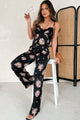 Positively Charming High Waisted Satin Floral Pants (Black) - NanaMacs