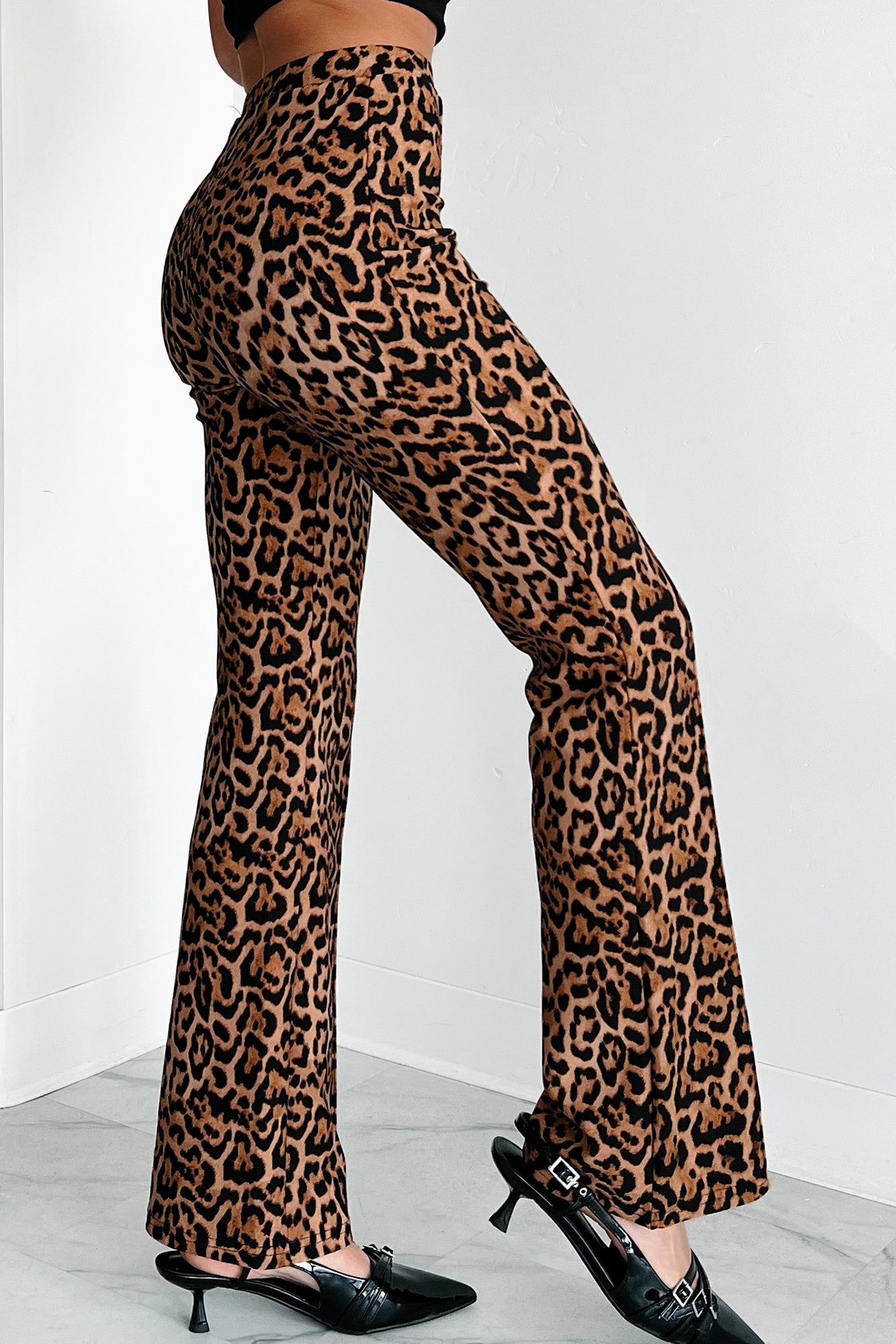 Feeling Ferocious Leopard Print Flare Pants (Leopard) - NanaMacs