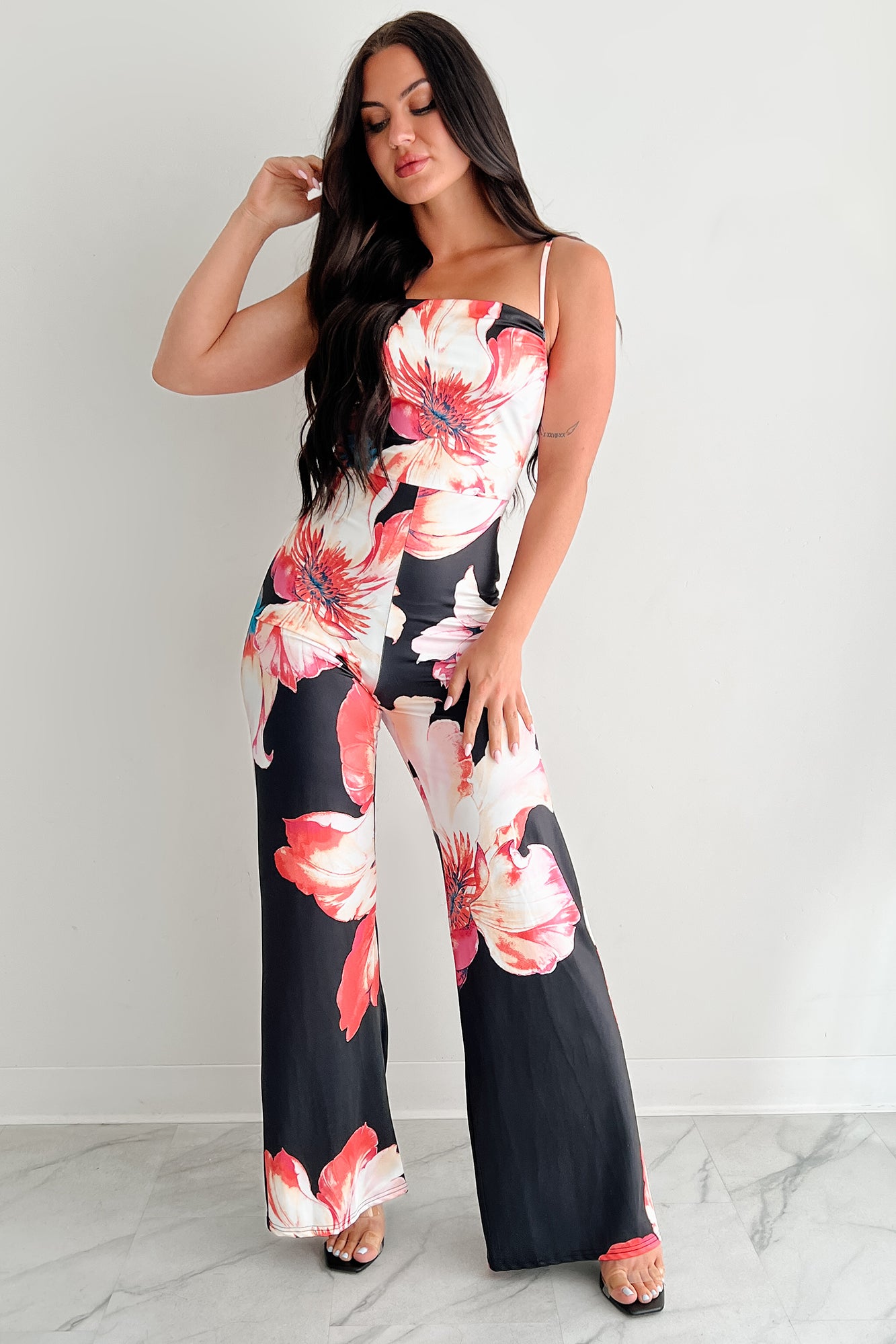 Peony Promise Sleeveless Floral Jumpsuit (Black/Multi) · NanaMacs