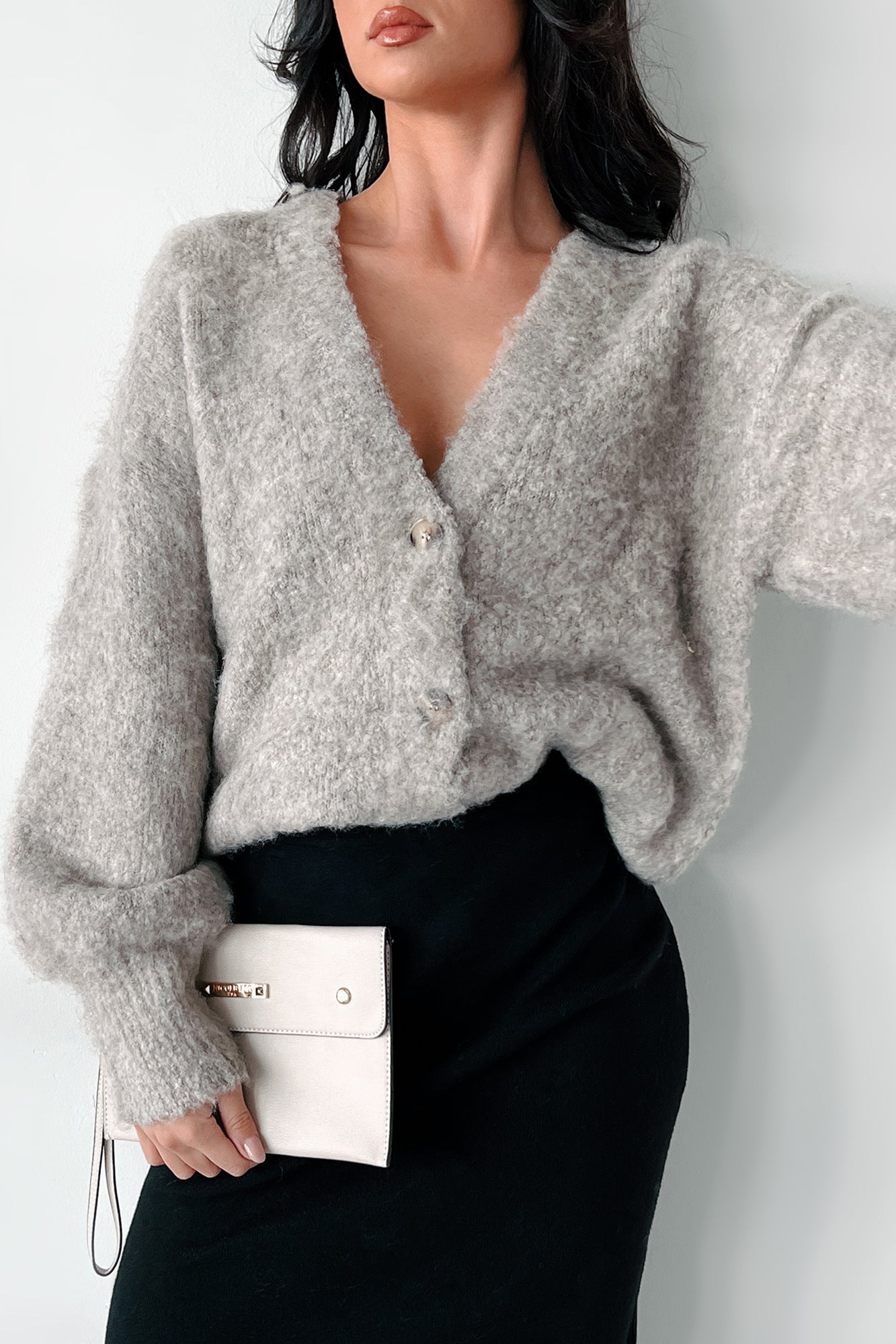 Keeping You For Myself Fuzzy Sweater Cardigan (Mocha) - NanaMacs