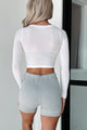 Aimless Exploration Long Sleeve Crop Top (White) - NanaMacs