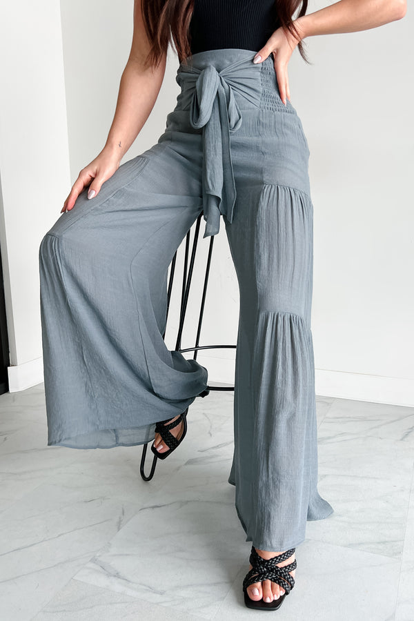 That Time Of Year Tiered Flowy Pants (Gray) - NanaMacs