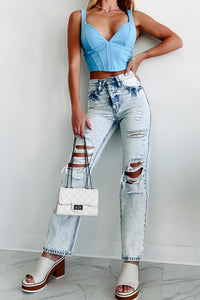 Bennett High Rise Distressed 90's Boyfriend Kancan Jeans (Light Acid) - NanaMacs