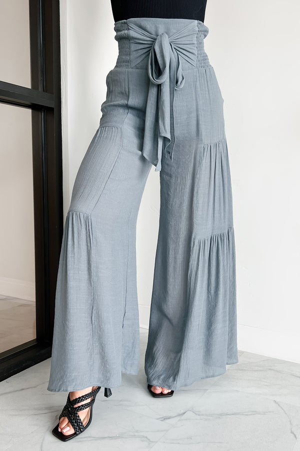 That Time Of Year Tiered Flowy Pants (Gray) - NanaMacs