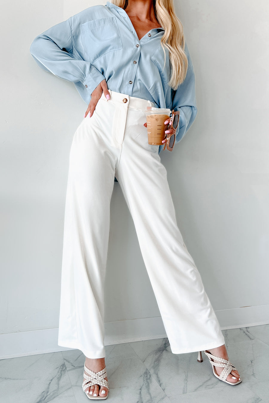 Working Together Wide Leg Pants (Off White)