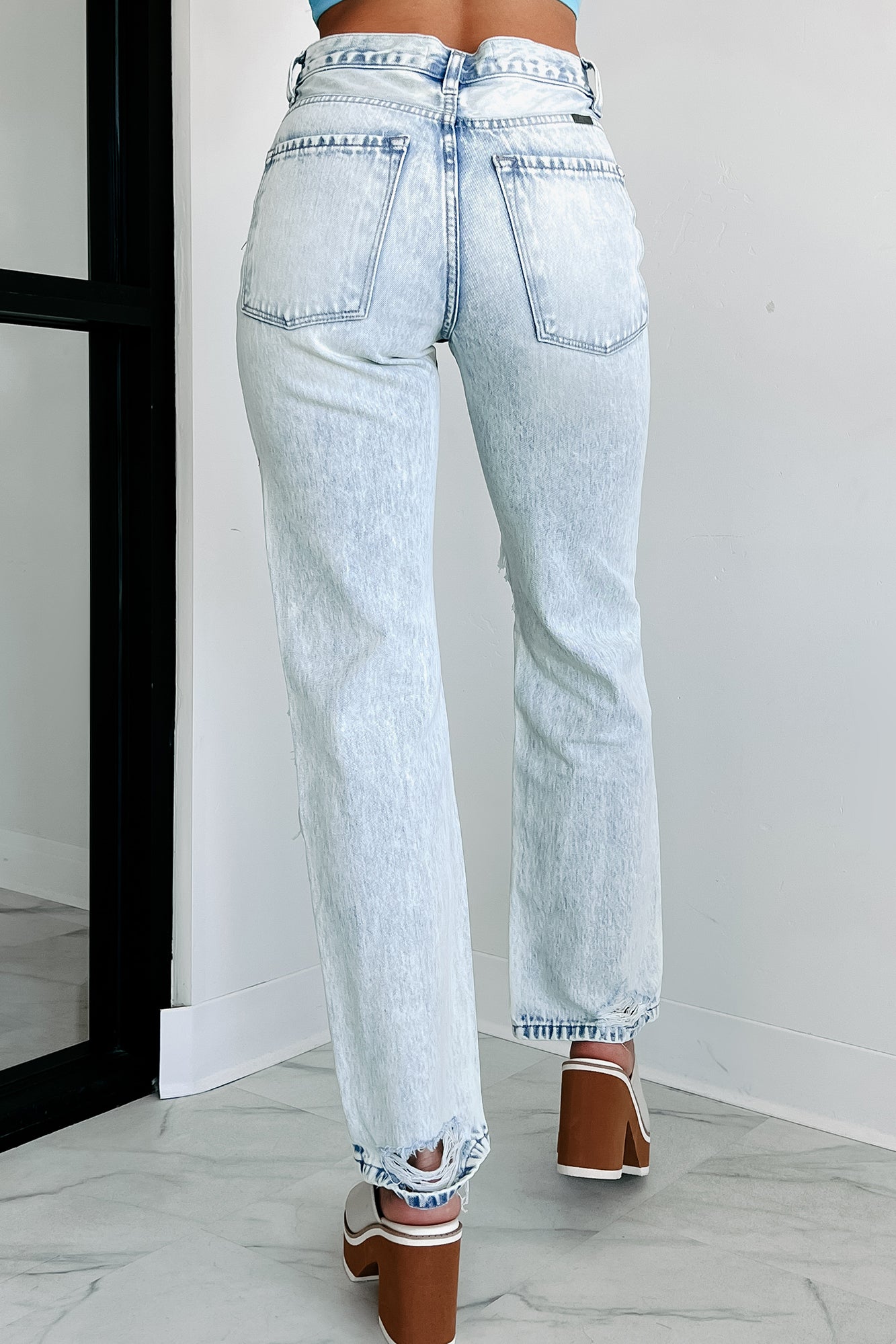 Bennett High Rise Distressed 90's Boyfriend Kancan Jeans (Light Acid) - NanaMacs