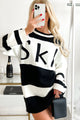 Down The Slopes Colorblock Tunic Sweater (Black/Cream) - NanaMacs