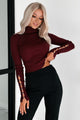 Delightfully Determined Cut-Out Pearl Sleeve Top (Wine) - NanaMacs