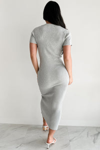 Make It Look Easy Button Front Maxi Dress (Grey) - NanaMacs