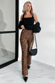 Feeling Ferocious Leopard Print Flare Pants (Leopard) - NanaMacs