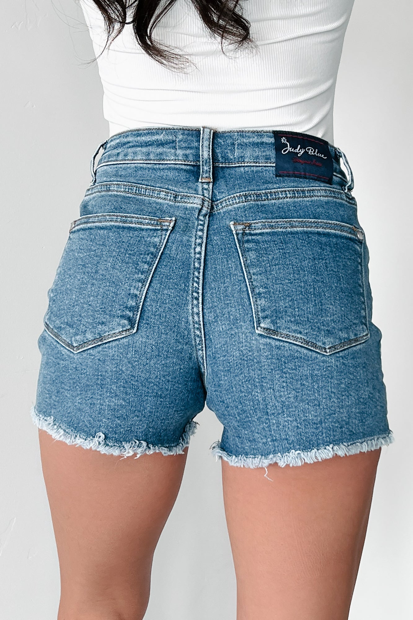 True Talent Star Embroidered Judy Blue Denim Shorts (Denim) - NanaMacs