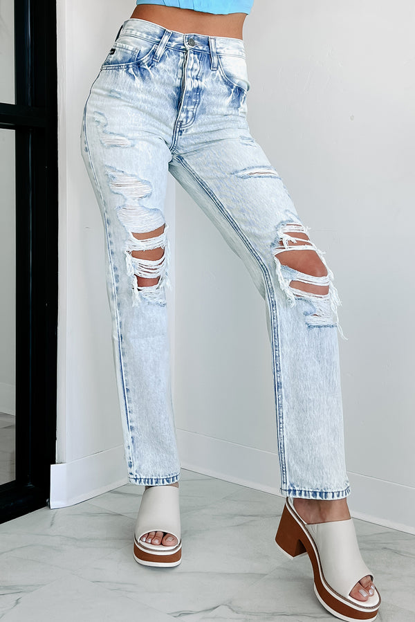 Bennett High Rise Distressed 90's Boyfriend Kancan Jeans (Light Acid) - NanaMacs