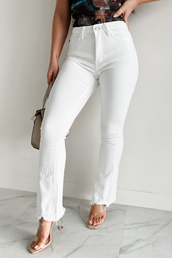 Brianca High Rise Kancan Bootcut Jeans (White) - NanaMacs