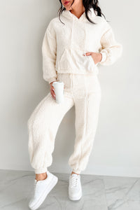 Cuddling Up Two Piece Fleece Lounge Set (Cream)