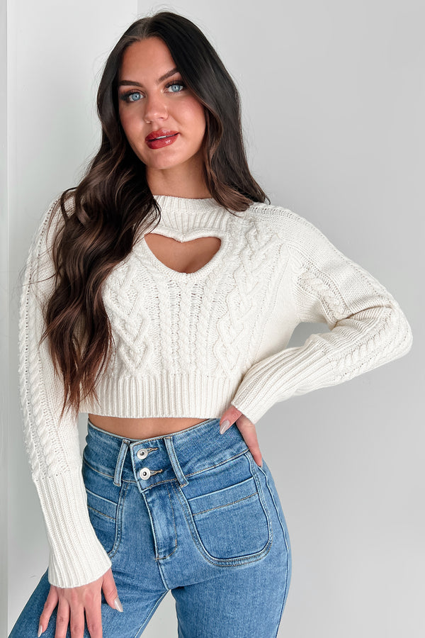 My Loving Heart Cut-Out Heart Sweater (Ivory) - NanaMacs