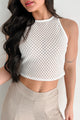 Boho Dreaming Lattice Mesh Crop Tank (White)