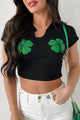 Luck Of The Irish Graphic Crop Tee (Black) - NanaMacs