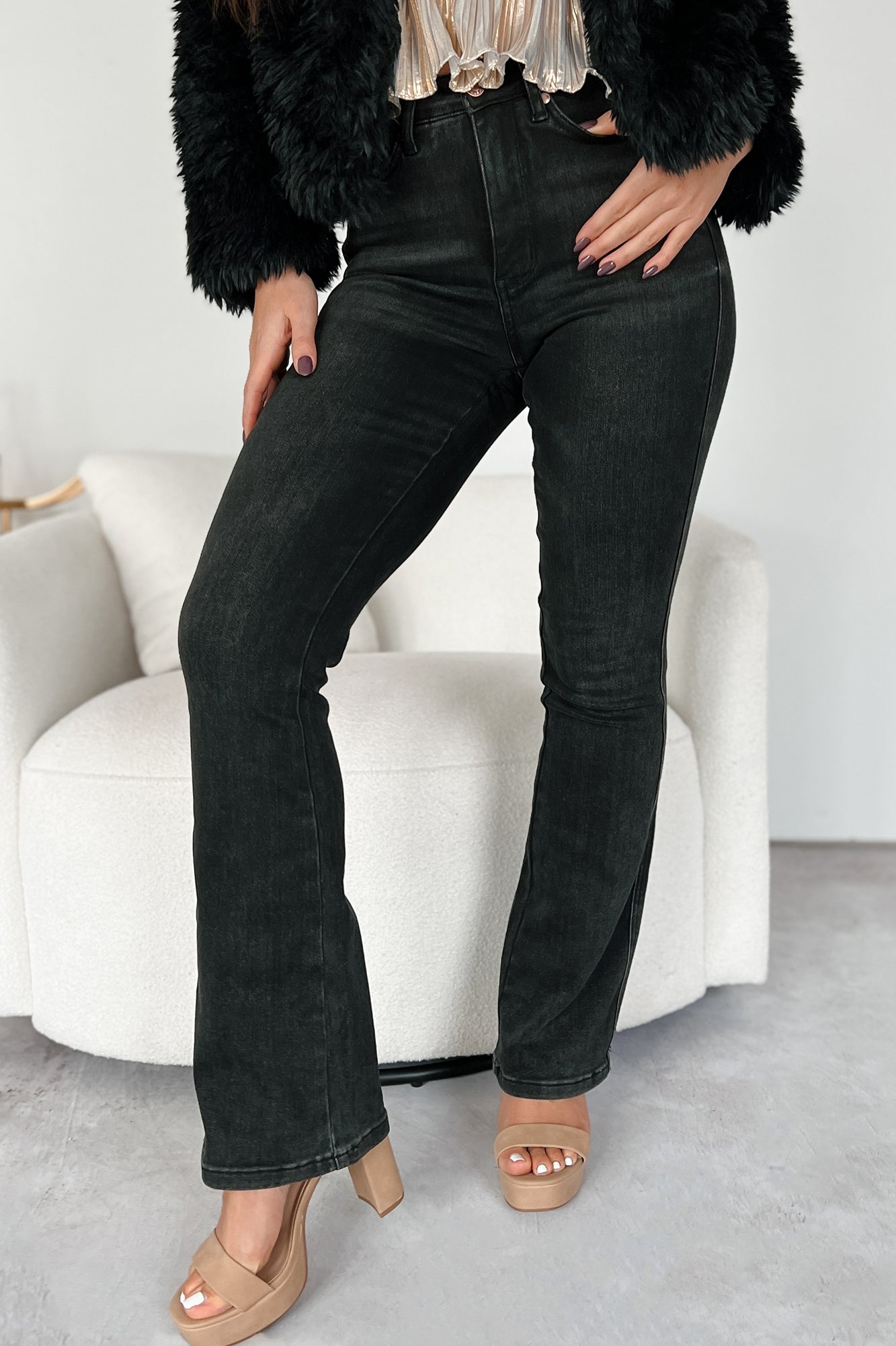 Gable High Rise Tummy Control Judy Blue Bootcut Jeans (Black) - NanaMacs