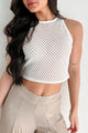 Boho Dreaming Lattice Mesh Crop Tank (White)