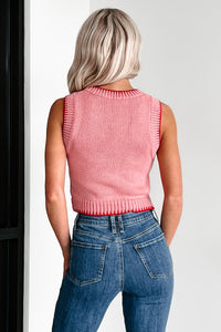 Sending You Hugs Sleeveless Knit Top (Blush/Red) - NanaMacs