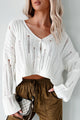 Edgy Answers Distressed Button-Up Cardigan/Top (Ivory)