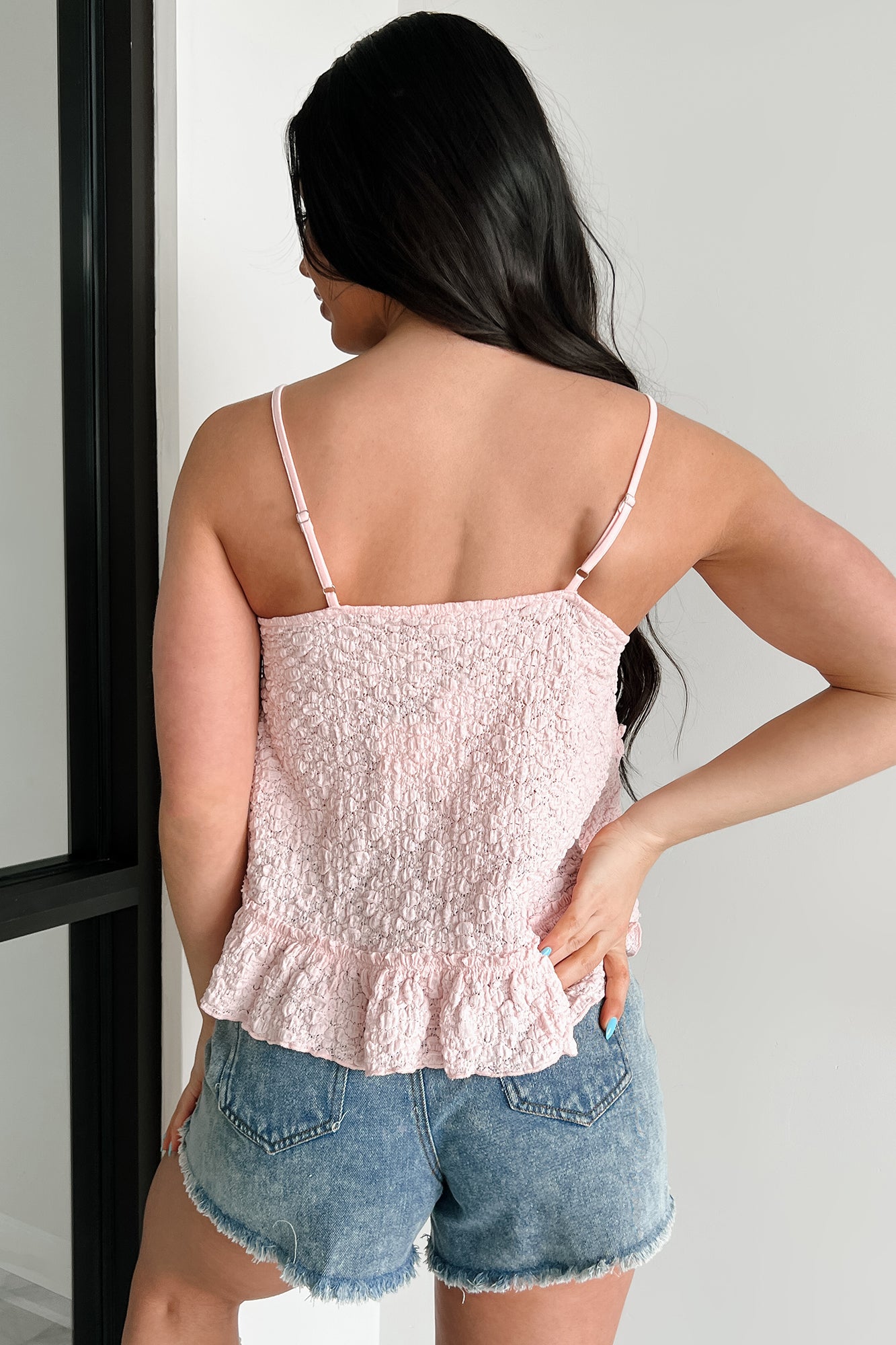 The Power Of Pretty Textured Babydoll Tank (Pink) - NanaMacs