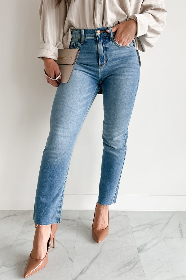 Linda High Rise Slim Straight Sneak Peek Jeans (Medium Light) - NanaMacs