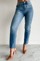 Linda High Rise Slim Straight Sneak Peek Jeans (Medium Light) - NanaMacs