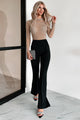 Toning It Down Flared Dress Pants (Black) - NanaMacs