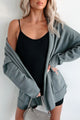 Cecelia Fleece Open Front Cardigan (Olive) - NanaMacs