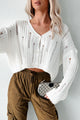 Edgy Answers Distressed Button-Up Cardigan/Top (Ivory) - NanaMacs