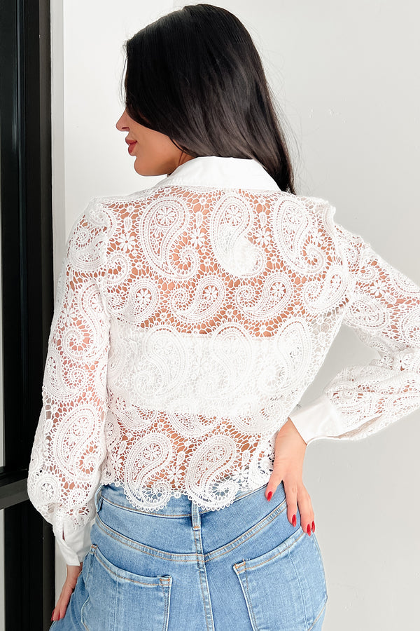 Lollipops & Lace Collared Crochet Blouse (White) - NanaMacs