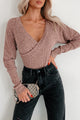 Kaelin Long Sleeve Surplice Bodysuit (Dusty Pink) - NanaMacs