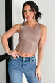 Have It Both Ways Metallic Tank Top (Chocolate Mousse) - NanaMacs