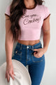 "See You, Cowboy" Embroidered Tee (Strawberry) - NanaMacs