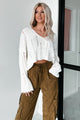 Edgy Answers Distressed Button-Up Cardigan/Top (Ivory)