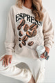 More Espresso Oversized Graphic Sweatshirt (Oatmeal)