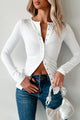 Althea Seamless Button-Up Long Sleeve Top (White) - NanaMacs