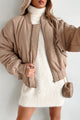 Cool Girl Energy Oversized Bomber Jacket (Beige)