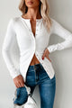 Althea Seamless Button-Up Long Sleeve Top (White) - NanaMacs