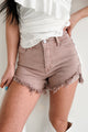 Fresh Take High Rise Distressed Risen Denim Shorts (Mauve)