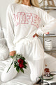 Wifey Material Ribbed Graphic Lounge Set (Ivory) - NanaMacs