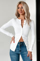 Althea Seamless Button-Up Long Sleeve Top (White) - NanaMacs