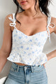 Grace In Every Step Sleeveless Floral Crop Top (White/Blue) - NanaMacs