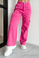 Let It Be Known High Waisted Cargo Pants (Fuchsia) - NanaMacs