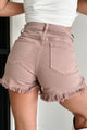 Fresh Take High Rise Distressed Risen Denim Shorts (Mauve)