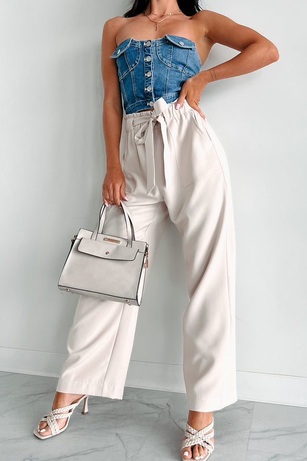 Confident Appeal Wide Leg Pants (Tan) - NanaMacs