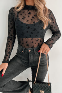 DOORBUSTER Tell Me I'm Pretty Velvet Mesh Bodysuit (Black Floral) - NanaMacs