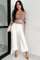 Caruso High Rise Wide Leg Kancan Crop Jeans (White) - NanaMacs